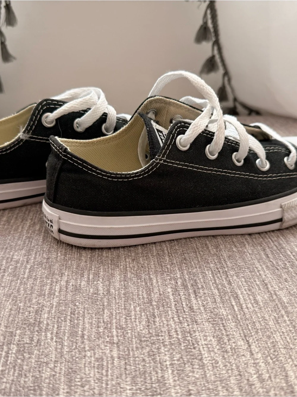 Converse Low Top Sneakers in Black and White Size 1